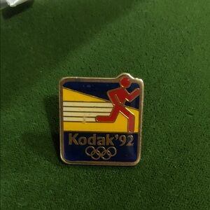 Kodak '92 Olympic Runner Pin — Red, Yellow, Blue